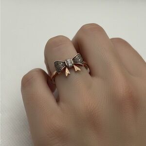 10k rose gold bow ring with diamonds